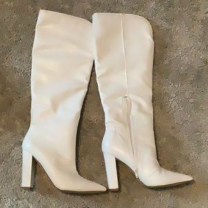 Public Desire White Knee-High Boots sz 8